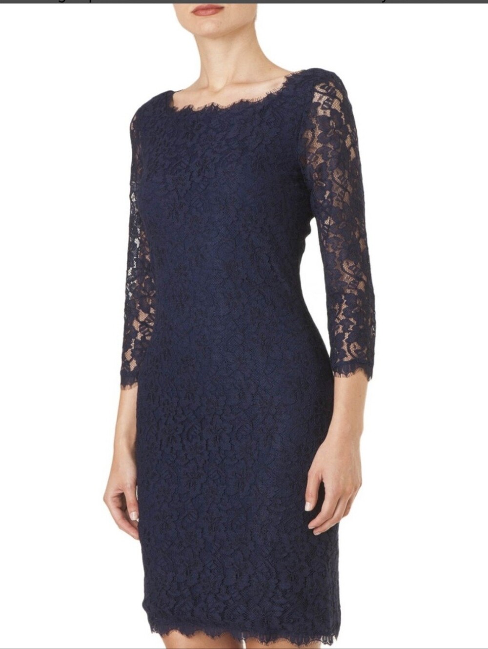 Diane Von Furstenberg Navy Zarita Lace Dress (E)